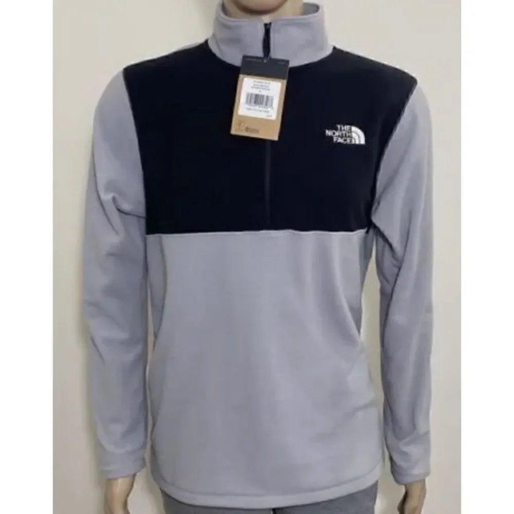 The North Face Men's Glacier 1/4 Zip Fleece Light Grey TNF Black Size S